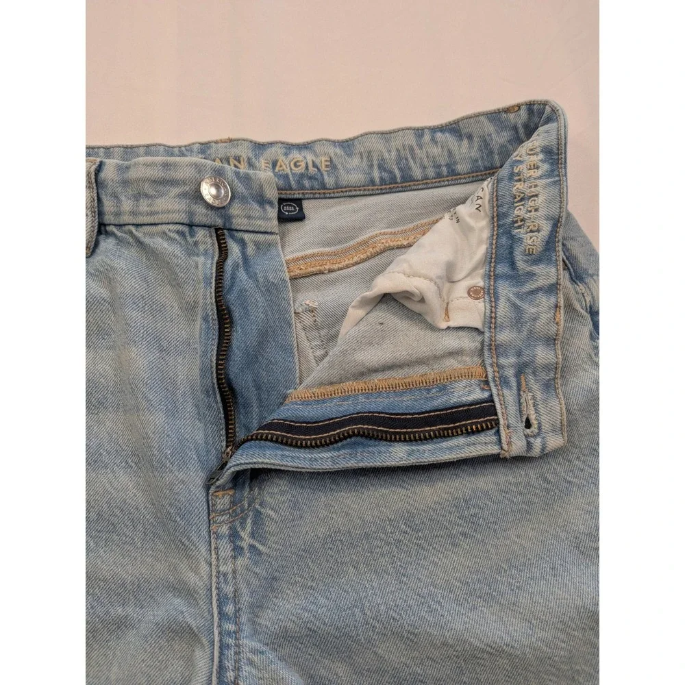 American Eagle Curvy Super High Rise Baggy Straight Jeans Light Wash 10 X-Long - Picture 2 of 14